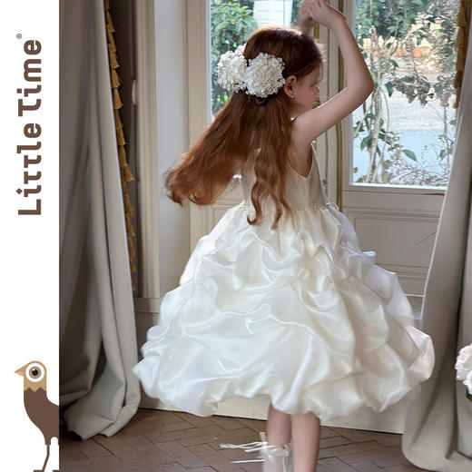 littletime法式高级感白色吊带连衣裙女童蛋糕裙公主风轻奢礼服 商品图1