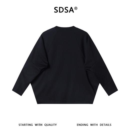SDSA男装2026新款高贵轻奢前下摆开衩宽松圆领长袖T恤纯色百搭 商品图4