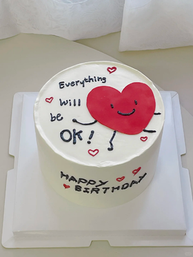 Everything will be OK红色爱心蛋糕-低糖处理无添加