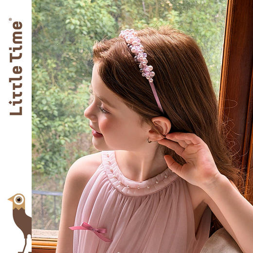 LittleTime甜美珍珠水晶韩版发箍女童纯手工头饰粉色公主风发饰 商品图4