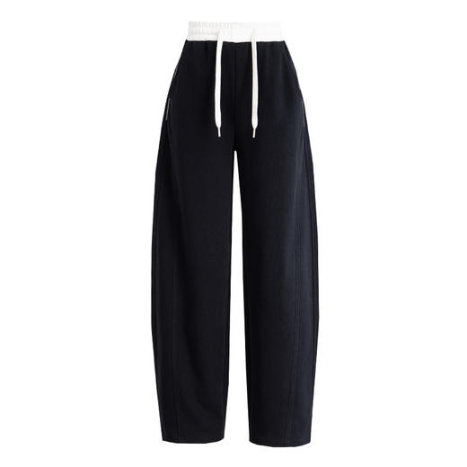 百媚生 又a又飒灰色运动裤宽松显瘦抽绳弯刀裤EC86028 商品图4