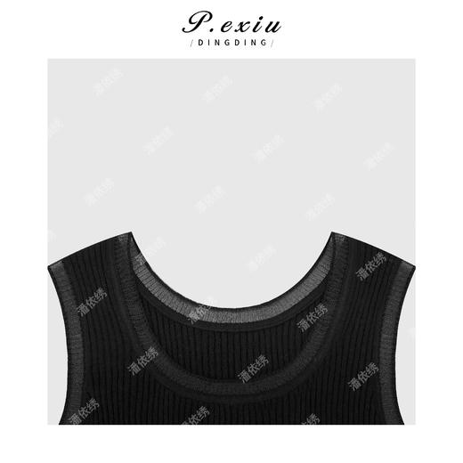 PanYiXiu/潘依绣羊-毛纯色简约百搭针织圆领无袖针织背心 ZZ0808 商品图3