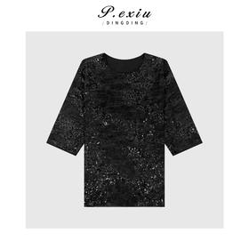 03-2潘依绣丁丁宠粉重工亮片高级感气质短袖上衣 Q17181