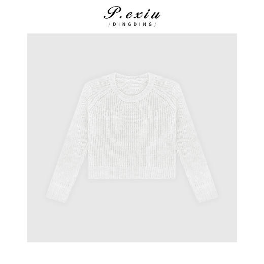 03-2潘依绣丁丁宠粉羊驼毛羊毛软糯绒感镂空圆领针织毛衣 C061 商品图1