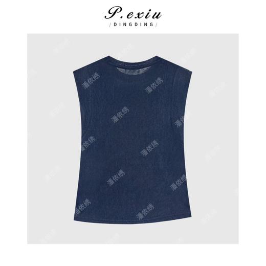 03-2潘依绣丁丁宠粉设计感纽折灵动坎肩圆领无袖T恤Q6954 商品图1