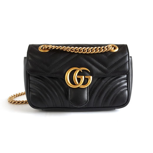 【95新】Gucci古驰Marmont系列446744黑金马蒙22链条包单肩包单肩斜挎包女士060326AK19 商品图0