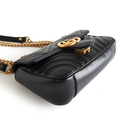 【95新】Gucci古驰Marmont系列446744黑金马蒙22链条包单肩包单肩斜挎包女士060326AK19 商品图5