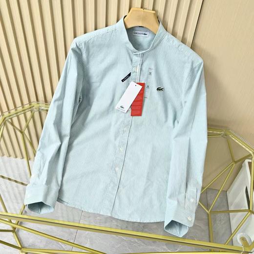 饿鱼2026男士春季条纹立领纯棉休闲长袖衬衫 商品图5