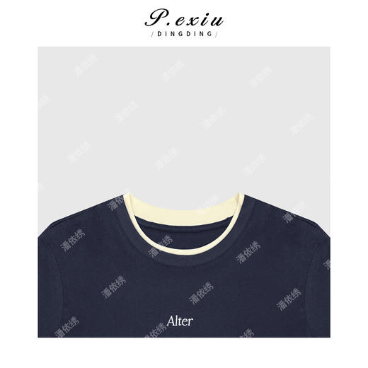 03-2潘依绣丁丁宠粉经典撞色可翻遍字母T恤Q89121 商品图2