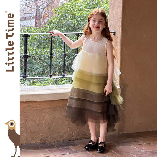 littletime女童网纱蛋糕连衣裙夏季渐变色公主裙生日礼服蓬蓬裙 商品图0