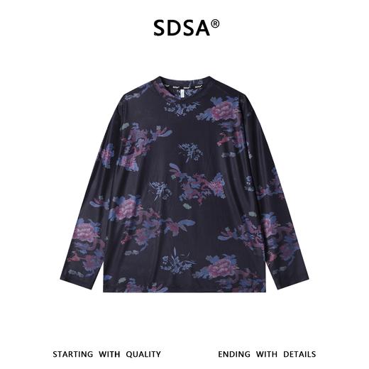 26T117SDSA男装2026新款高贵轻奢时尚简约撞色花卉设计圆领长袖T恤百搭 商品图1