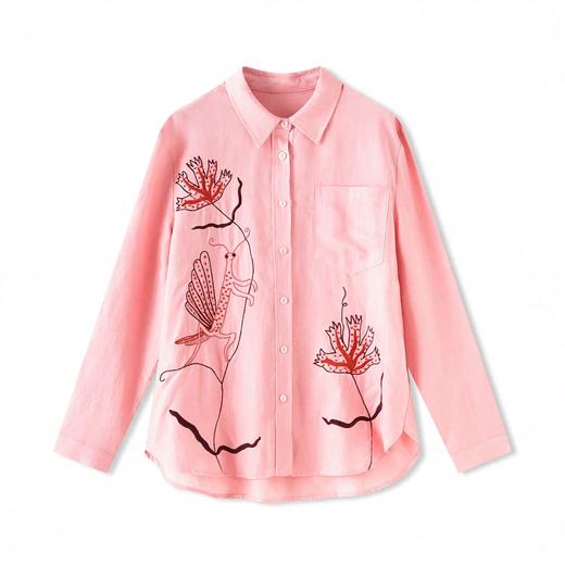 休闲宽松时髦轻奢高货重工刺绣衬衫天丝亚麻长袖上衣WLZD2512702 商品图2