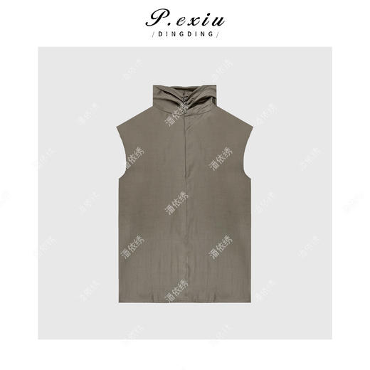 03-2潘依绣丁丁宠粉复古松弛感后拉链立领无袖背心Q4459 商品图1