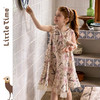 littletime26春夏女童韩国波西米亚风碎花连衣裙粉色复古田园长裙 商品缩略图3