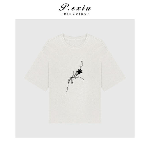 03-2潘依绣丁丁宠粉简约百搭宽松印花刺绣圆领短袖T恤Q9755 商品图0