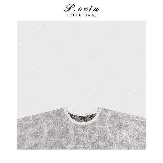 03-2潘依绣丁丁宠粉设计感提花纹路圆领短袖T恤Q48831 商品图2