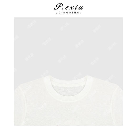 03-2潘依绣丁丁宠粉【快乐小马】简约百搭小马印花圆领短袖上衣Q9947 商品图2