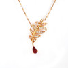 【天然正品】AU750玫瑰金镶钻镶天然羽毛造型鸽血红0.50克拉红宝石吊坠项链 45CM（长度可调节）280226NJT24 商品缩略图0