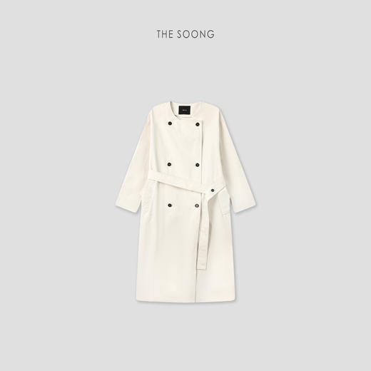 THESOONG|"米调"极简风混纺肌理松弛感杏色中长款风衣外套女8604 商品图1