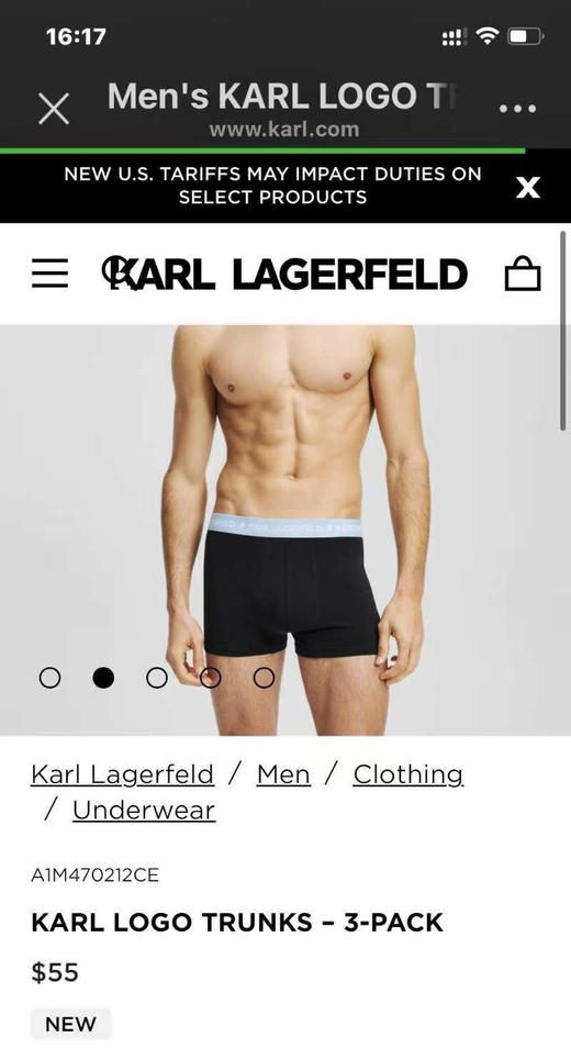 全新正品KARL LAGERFELD老佛爷棉氨纶弹力透气男士平角短裤3条包邮

26年新款 料子极好 官网单条要近19美金

尺码XS-XL

三条包邮，颜色随机 商品图1