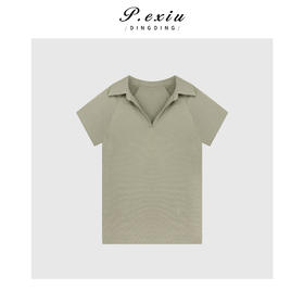 03-2潘依绣丁丁宠粉简约百搭气质POLO领短袖T恤Q6944