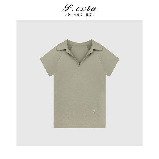 03-2潘依绣丁丁宠粉简约百搭气质POLO领短袖T恤Q6944 商品图0