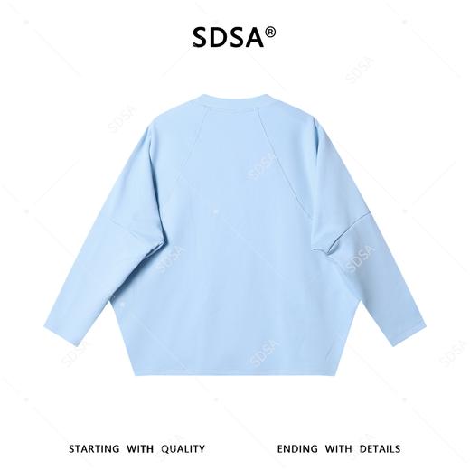 SDSA男装2026新款高贵轻奢前下摆开衩宽松圆领长袖T恤纯色百搭 商品图4