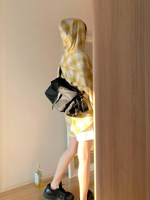 橘子味的春天黄格纹连帽衬衫外套 商品图9