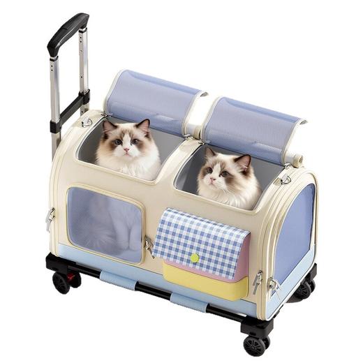 猫包宠物出行超大加长拉杆包马卡龙色系宠物包多宠出行必备宠物包 商品图4