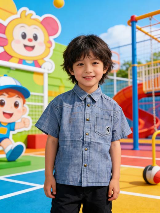 佐丹奴童装26年新款青年布短袖衬衫03046204 商品图0
