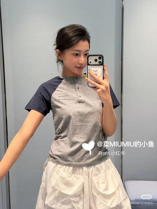 谬系早春 26ss 早春撞色拼肩开衫短袖 商品图1