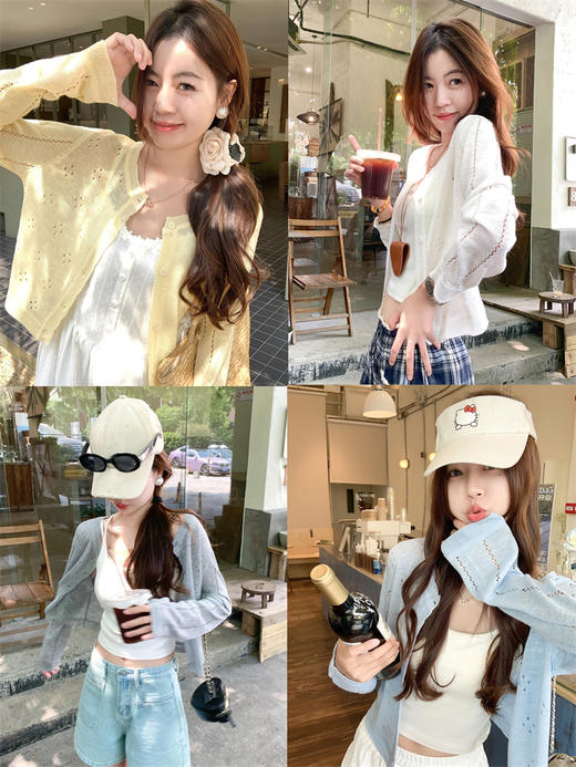 <曾小咸推荐>韩系百搭镂空防晒短款针织开衫 商品图8