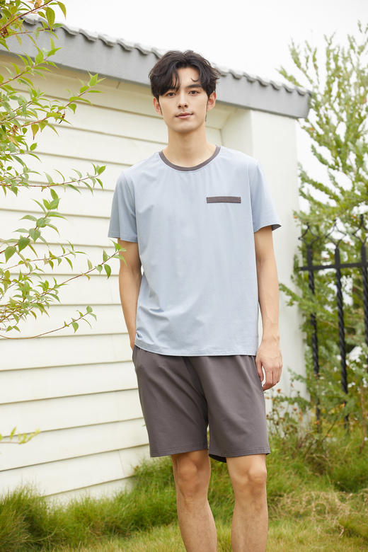 【79元限时秒杀】【秀黛】男圆领简约撞色口袋套装男士夏季睡衣家居服L2550019T【门店同款】【如遇缺货自动退款，介意勿拍】 商品图4