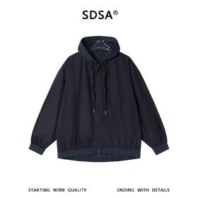SDSA男装2026新款高贵轻奢美式复古拼接连帽夹克外套百搭宽松上衣