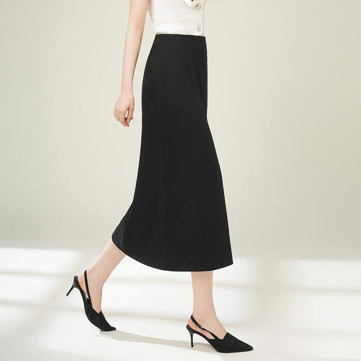 「自」全新升级【铂金会员146/天猫199/差价53】(21650)洛诗琳气质高腰通勤半身裙2026春季新款中长款开衩直筒裙 商品图3