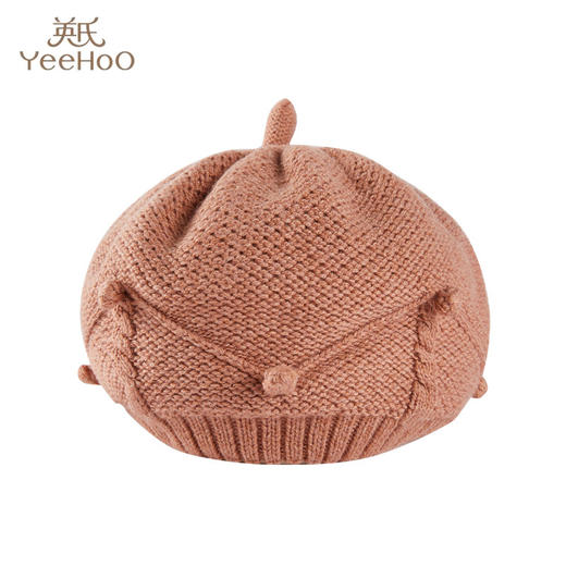 英氏婴儿帽子秋冬新款公主贝雷帽羊毛针织休闲南瓜帽YRPHJ32117A 商品图0