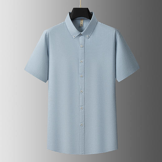 【DG】【亚麻棉】大依优型大码男装夏季细格短袖衬衫商务休闲衬衣男士 商品图1