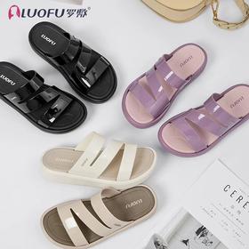 【凉鞋】罗敷凉拖鞋女休闲时尚防滑厚底外穿女士一字拖【E7224】