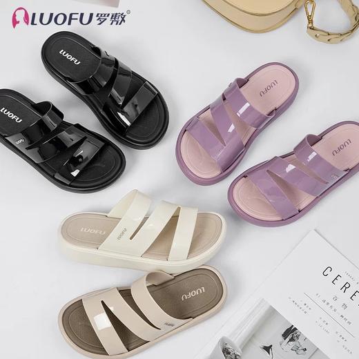 【凉鞋】罗敷凉拖鞋女休闲时尚防滑厚底外穿女士一字拖【E7224】 商品图0