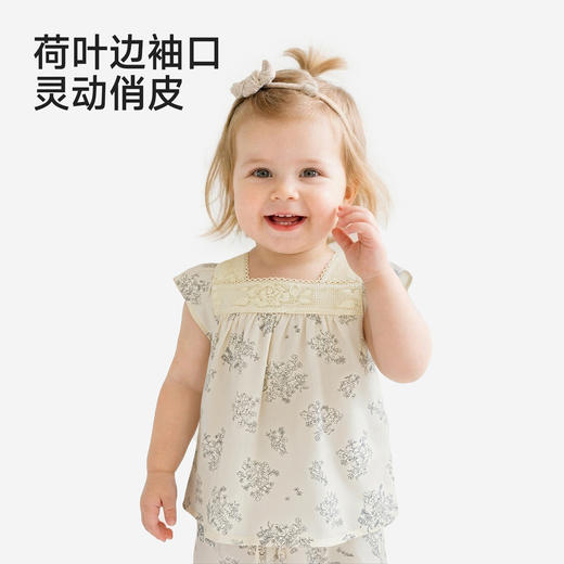 【商场同款】英氏儿童衣服女童夏季方领短袖T恤百搭纯棉套头衫 商品图2
