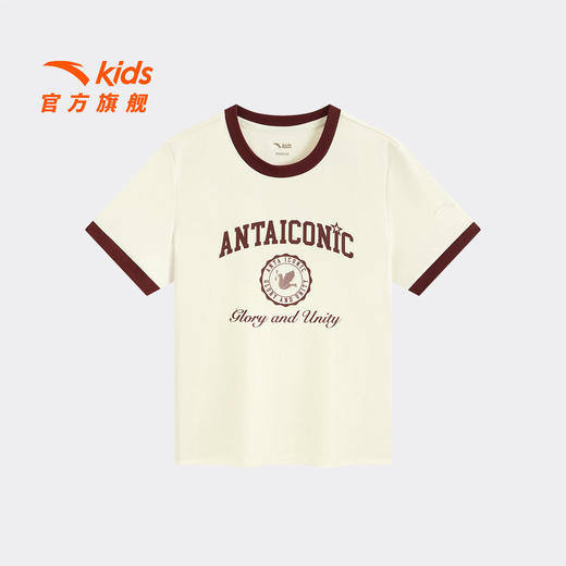 安踏儿童女大童针织短袖衫2026年夏季新款水光棉中大童纯棉短袖T 362628102 商品图3