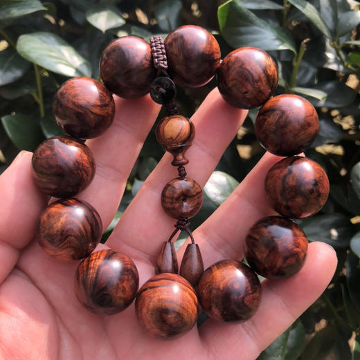 【青山特惠】2.0*12颗沉水级海南黄花梨紫油梨 满褶皱水波老料文玩手串h180 商品图5