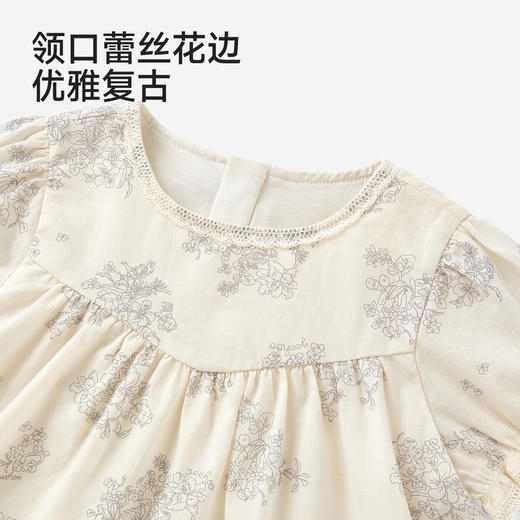 【商场同款】英氏婴儿衣服夏季女童纯棉连体衣新泡泡袖连体裙裆哈 商品图3