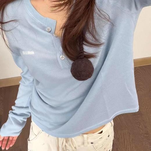 重磅渠道   奶呼呼半开领毛衣  baby雾蓝羊毛针织长袖 商品图1