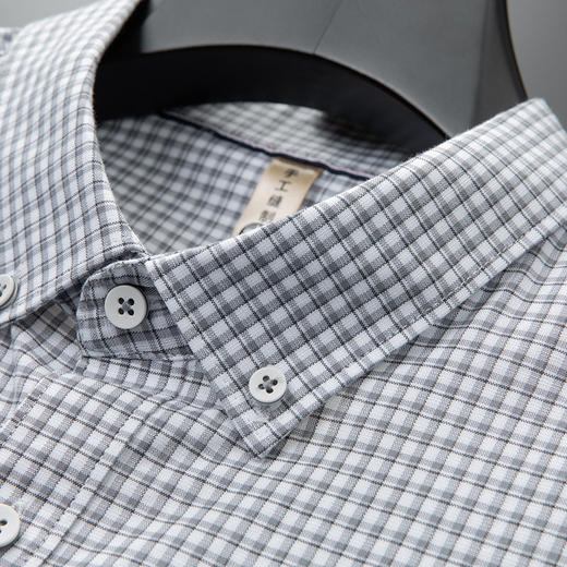 【DG】【纯棉】大依优型大码男装夏季纯色格子短袖衬衫商务休闲T恤300斤 商品图4