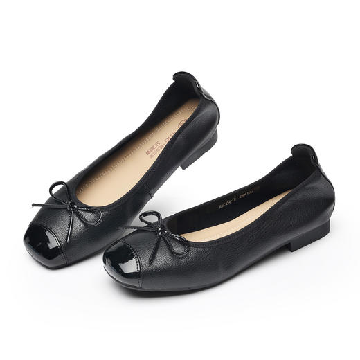 法式芭蕾舞鞋女蝴蝶结浅口单鞋粗跟舒适百搭通勤鞋X6C134-72 商品图3