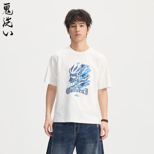 ONIARAI/鬼洗26春夏新品鬼洗丹宁色常青松香味印花短袖T恤B840300 商品图0