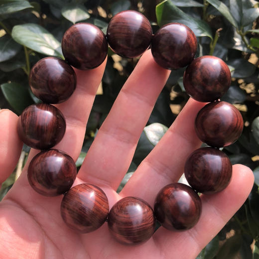 【青山特惠】2.0*12颗海南黄花梨紫油梨满纹老料文玩手串h131 商品图5
