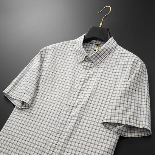 【DG】大依优型大码男装夏季纯棉短袖衬衫格子上衣休闲百搭加肥加大码 商品图4