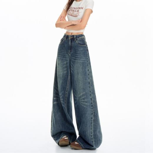 馥迦显瘦复古阔腿牛仔裤 商品图1